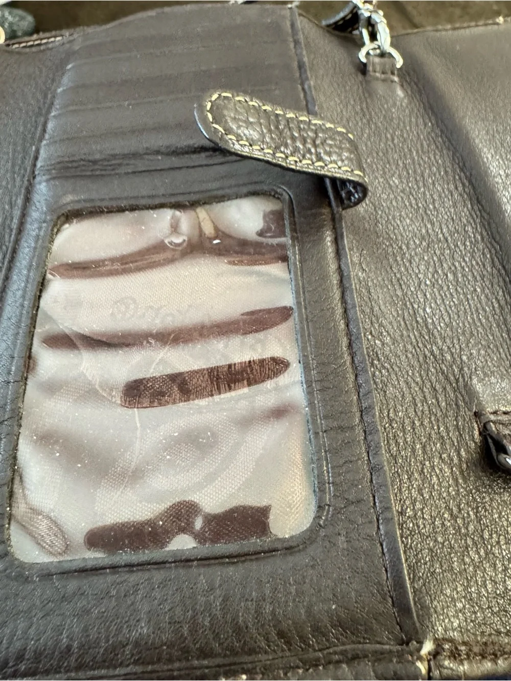 Brighton Women’s Brown Leather Wallet lwith Decorative Silver Chain